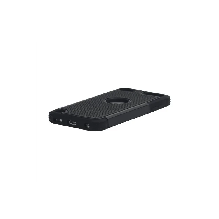 Football Grain Combo Silicone and Plastic Hard Defender Case for iPod Touch 5 - Black