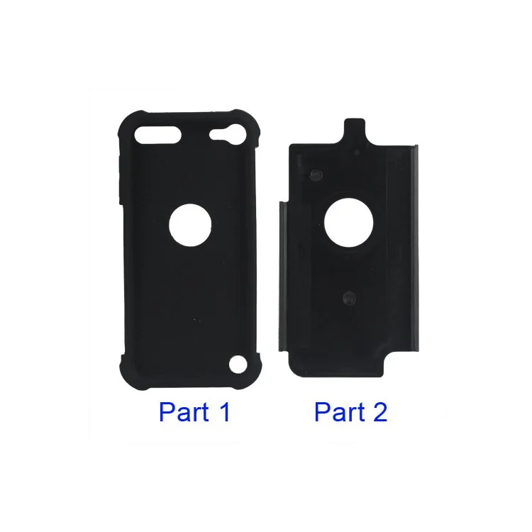 Football Grain Combo Silicone and Plastic Hard Defender Case for iPod Touch 5 - Black