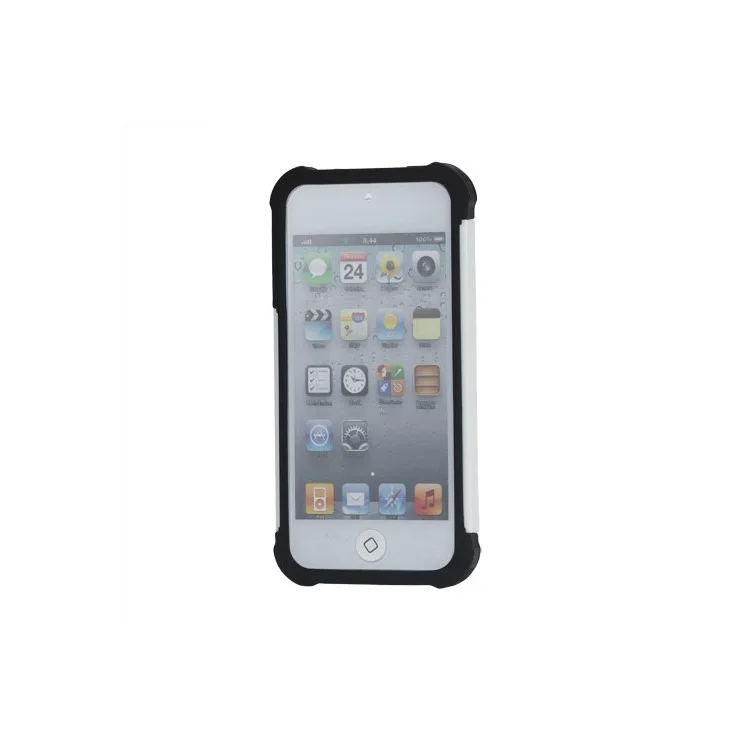 Football Grain Combo Silicone and Plastic Hard Defender Case for iPod Touch 5 - Black / White