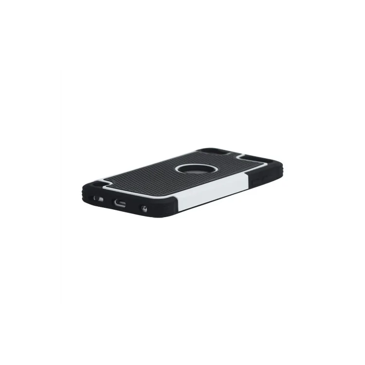 Football Grain Combo Silicone and Plastic Hard Defender Case for iPod Touch 5 - Black / White