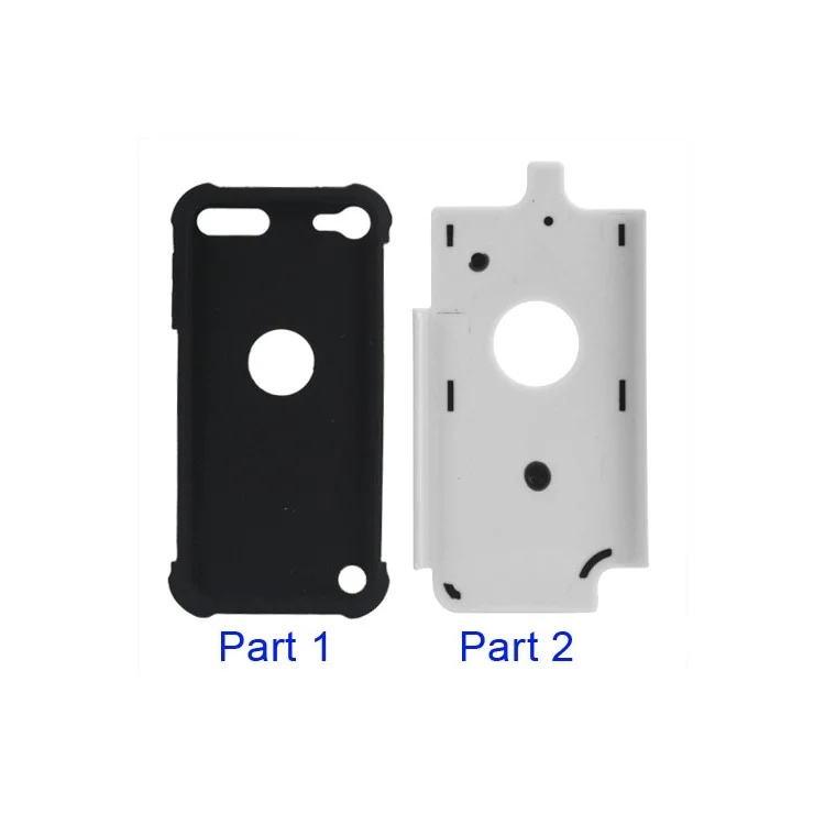 Football Grain Combo Silicone and Plastic Hard Defender Case for iPod Touch 5 - Black / White
