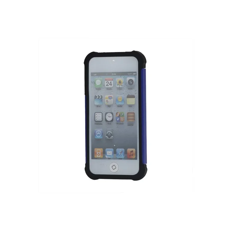 Football Grain Combo Silicone and Plastic Hard Defender Case for iPod Touch 5 - Black / Dark Blue