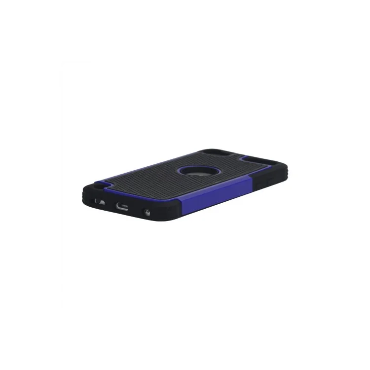 Football Grain Combo Silicone and Plastic Hard Defender Case for iPod Touch 5 - Black / Dark Blue