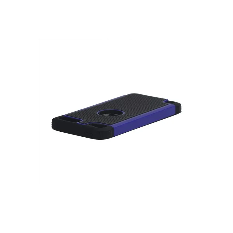 Football Grain Combo Silicone and Plastic Hard Defender Case for iPod Touch 5 - Black / Dark Blue
