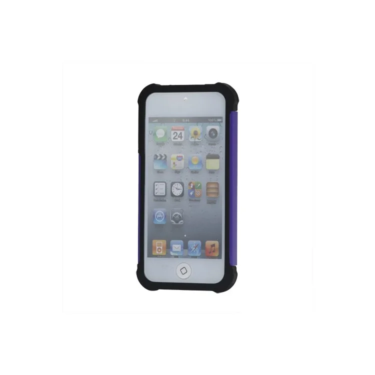 Football Grain Combo Silicone and Plastic Hard Defender Case for iPod Touch 5 - Black / Purple