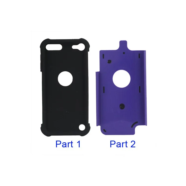 Football Grain Combo Silicone and Plastic Hard Defender Case for iPod Touch 5 - Black / Purple