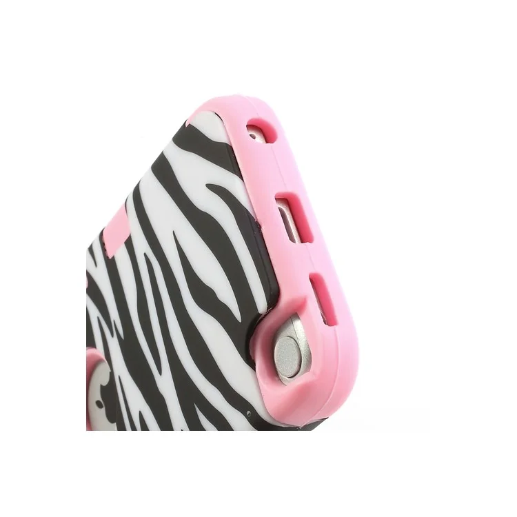 Pink for iPod Touch 5 3 in 1 Zebra Silicone & Plastic Hybrid Shell