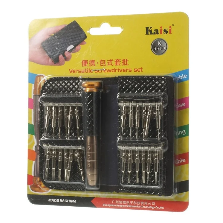 Kaisi Versatile Screwdriver Set Repair Kit with Leather Case for Smartphones and Digital Devices