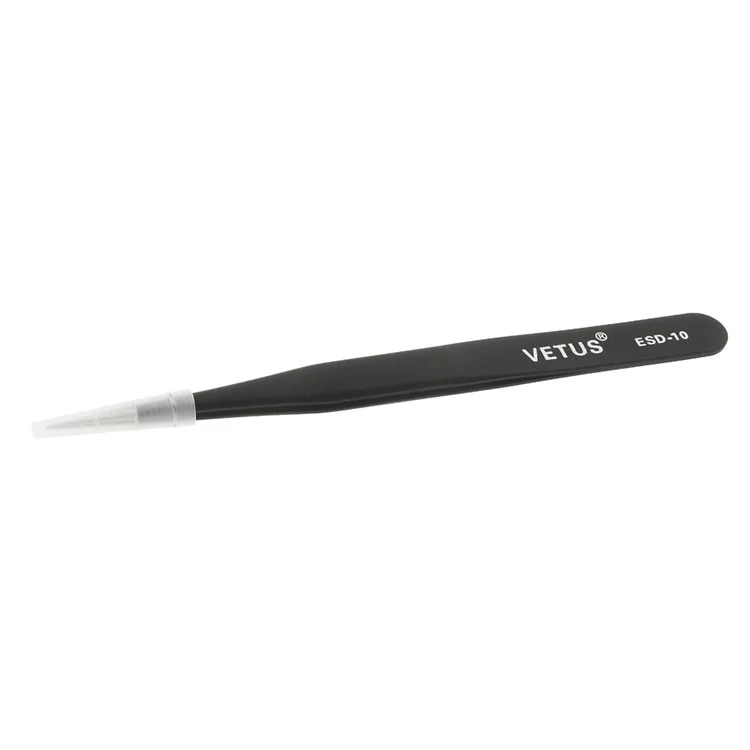 VETUS ESD-10 Anti-static Stainless Steel Fine Tip Straight Tweezer Repair Tool, Length: 120mm