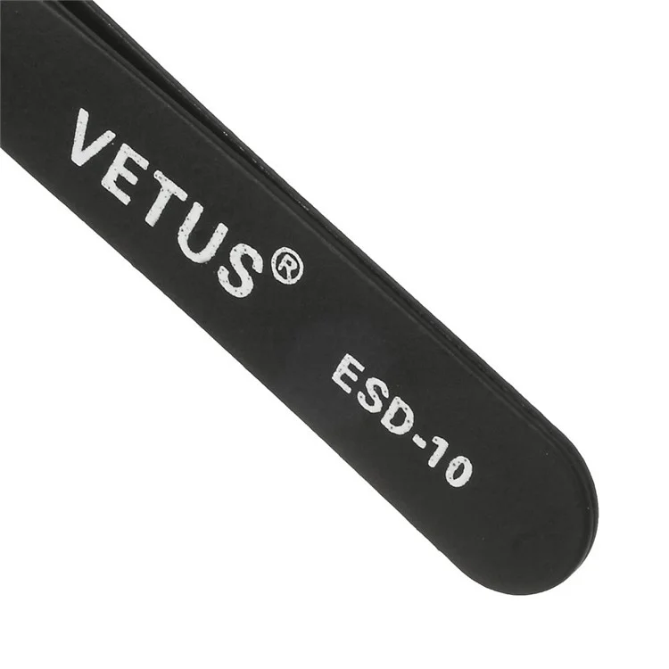 VETUS ESD-10 Anti-static Stainless Steel Fine Tip Straight Tweezer Repair Tool, Length: 120mm