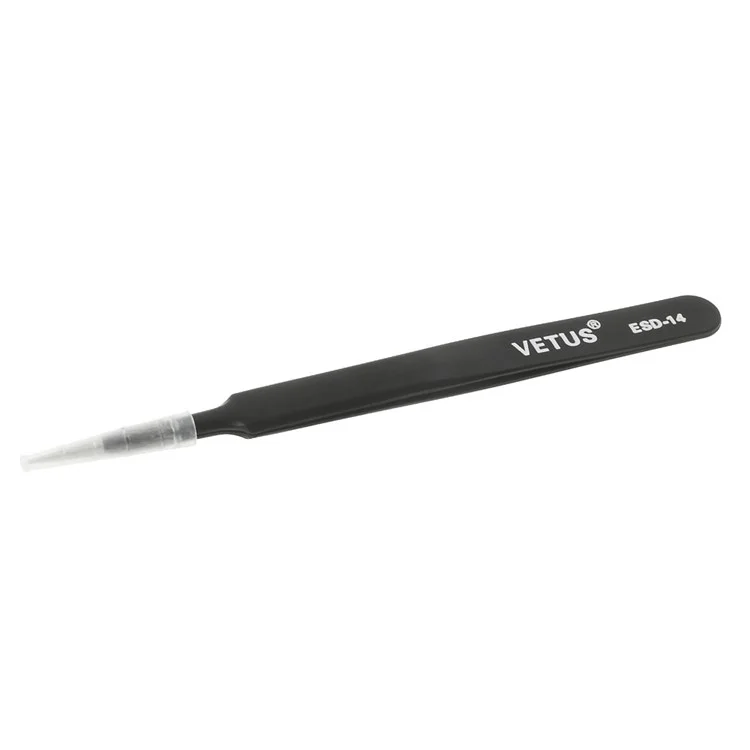 VETUS ESD-14 Anti-Static Stainless Steel Super Fine Tip Straight Tweezer Maintenance Tool, Length: 120mm