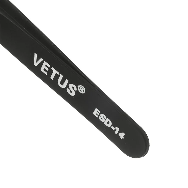 VETUS ESD-14 Anti-Static Stainless Steel Super Fine Tip Straight Tweezer Maintenance Tool, Length: 120mm