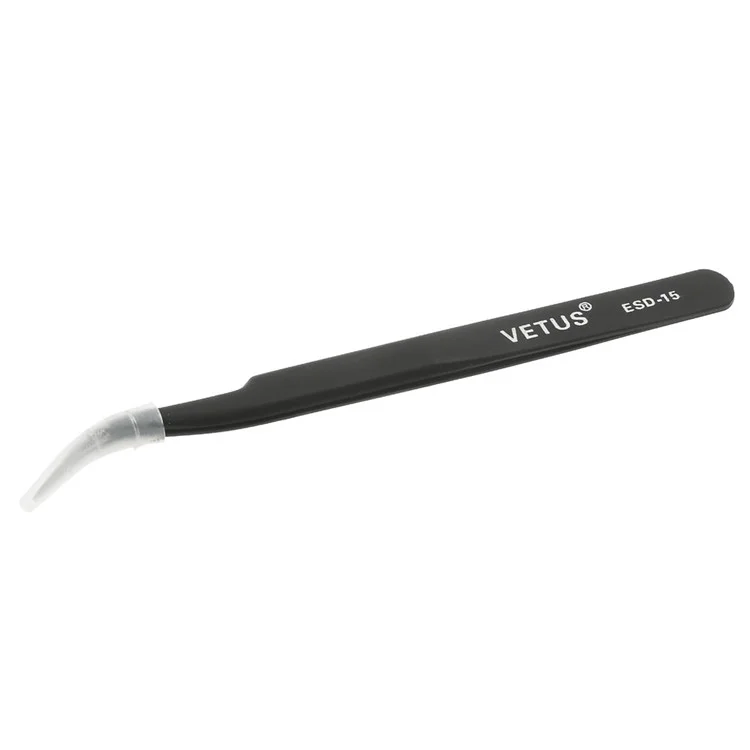 VETUS ESD-15 Anti-Static Stainless Steel Fine Tip Curved Tweezer Maintenance Tool, Length: 120mm