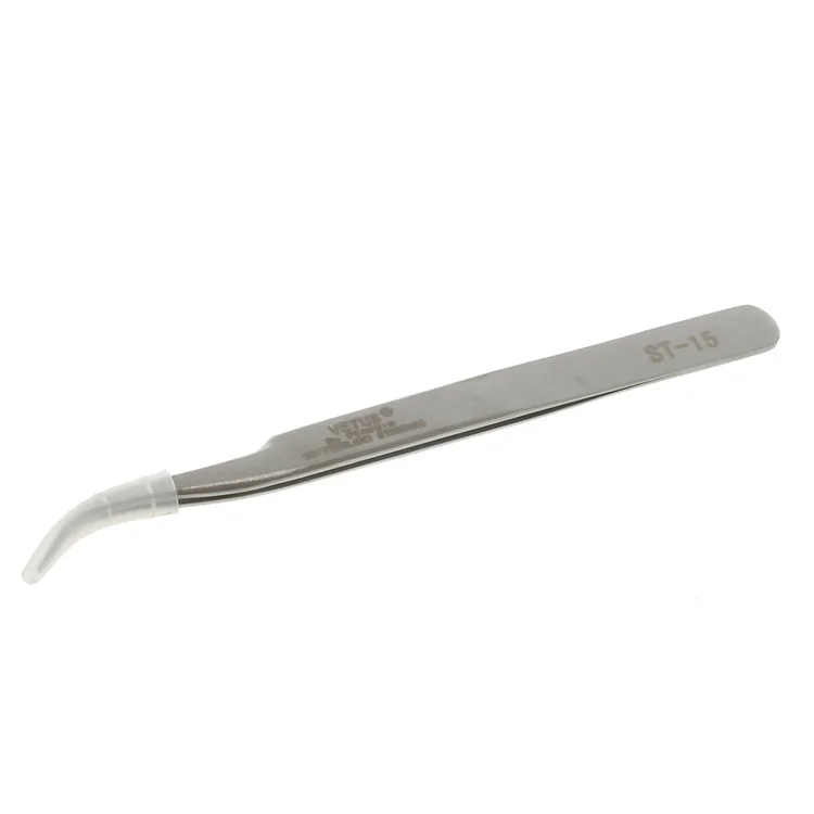 VETUS ST-15 High Precision Stainless Steel Curved Tweezer Repair Tool, Length: 120mm