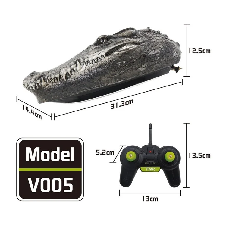 FLYTEC V005 2.4G RC Boat Simulation Crocodile Head Electric Racing Boat Summer Water Toy for Pool Lake Pond