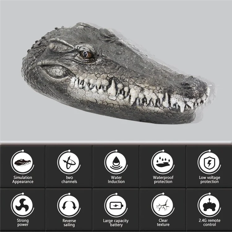 FLYTEC V005 2.4G RC Boat Simulation Crocodile Head Electric Racing Boat Summer Water Toy for Pool Lake Pond