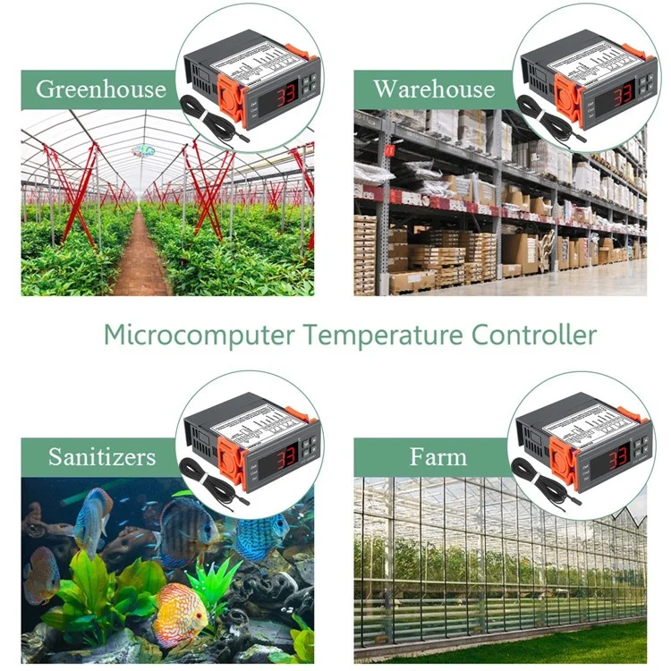Controlador de Temperatura Digital STC-8080A+ Refrigerador Termostato de Controle Descongelamento Automático com Sonda de Sensor NTC 220V