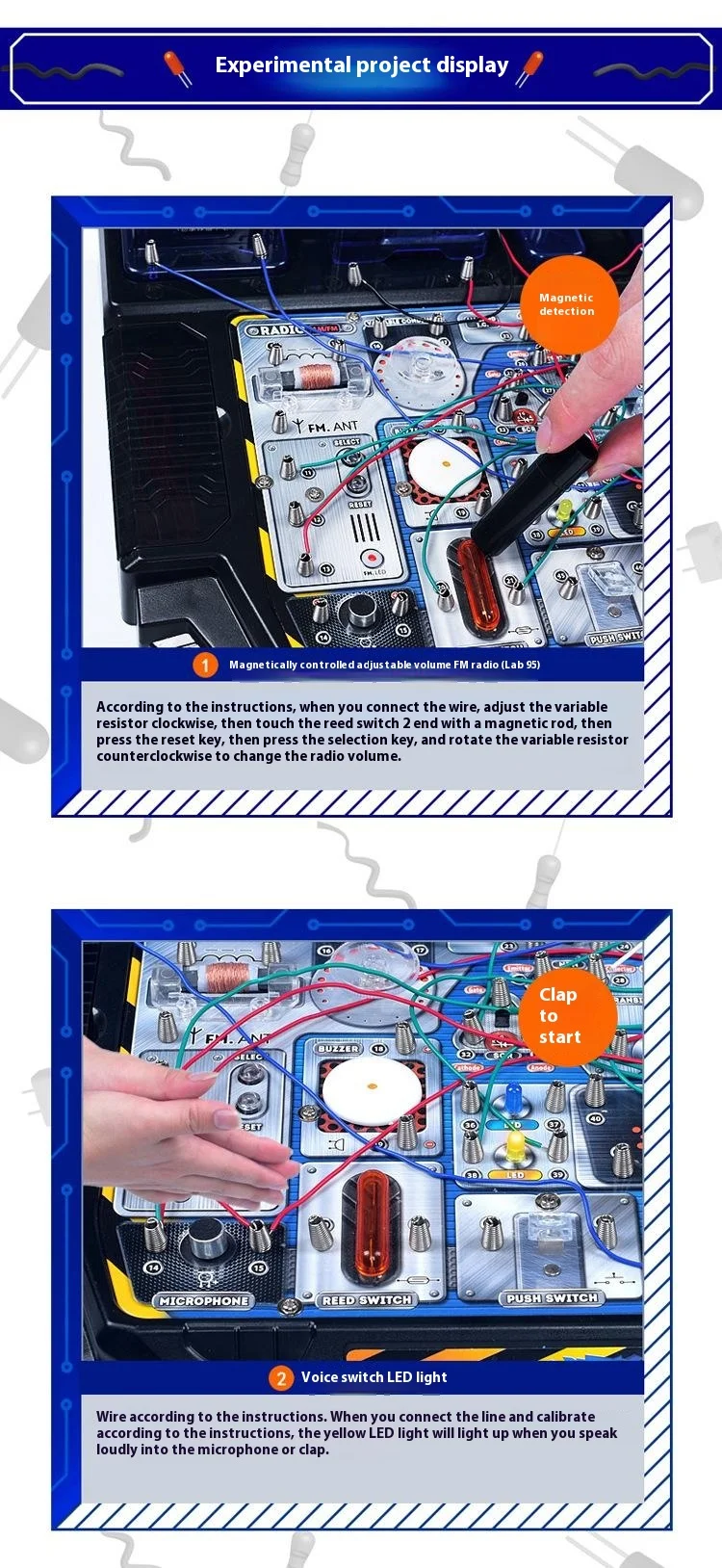 Kit d'expérimentation scientifique STEM 100 en 1, jouet éducatif, créateur de circuits électroniques, ensemble de 3