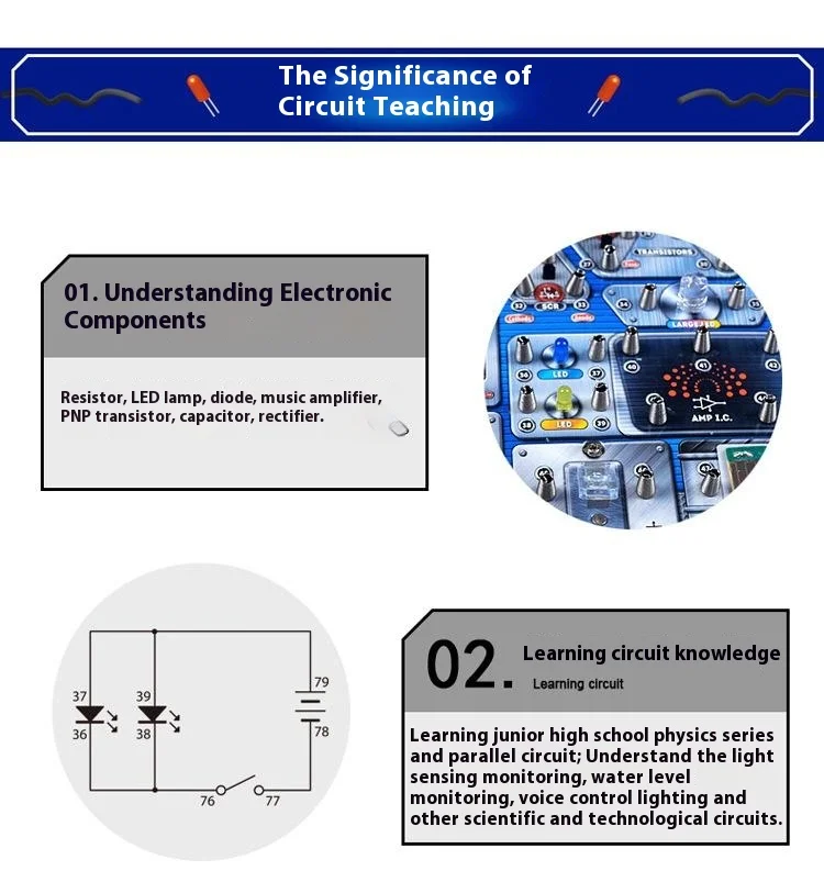 Kit d'expérimentation scientifique STEM 100 en 1, jouet éducatif, créateur de circuits électroniques, ensemble de 9