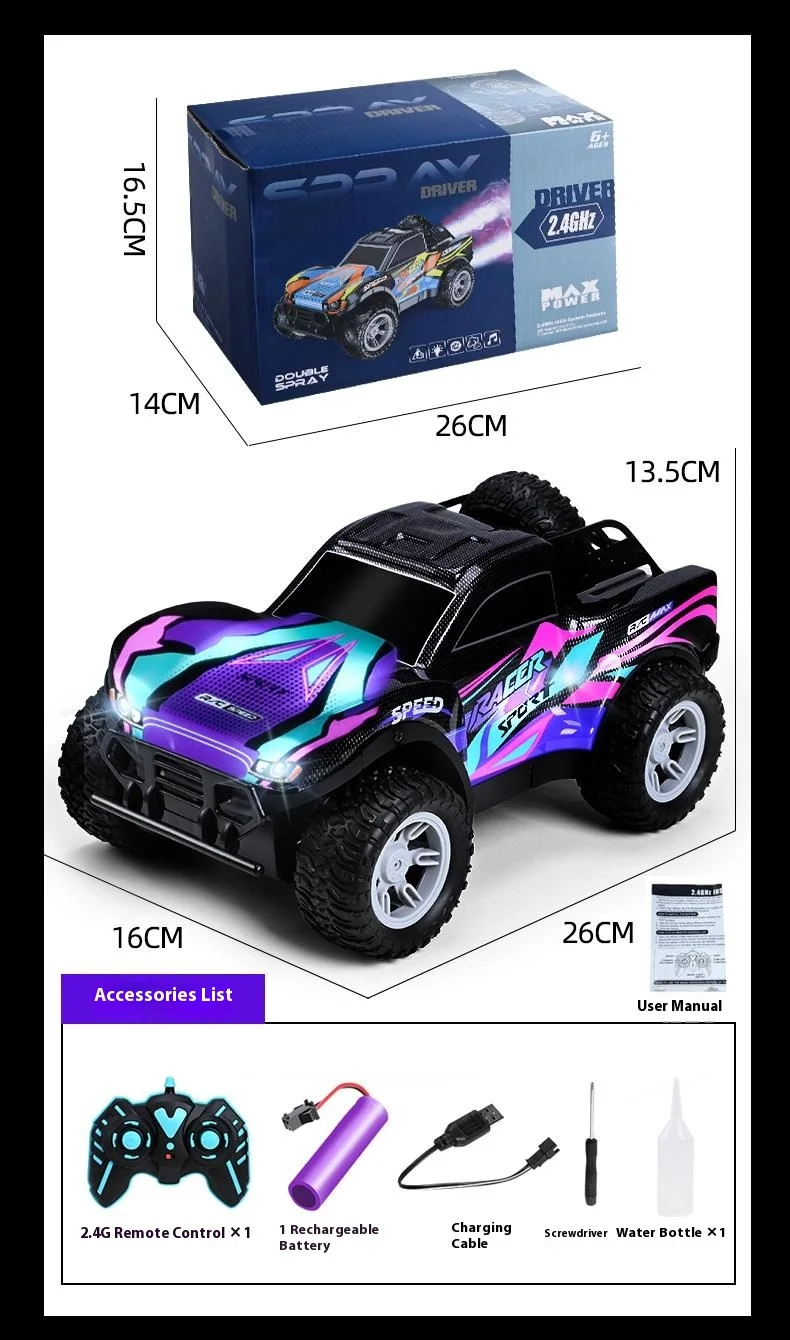 Camionnette radiocommandée 2,4 GHz avec double jet d'eau, effets sonores, véhicule tout-terrain haute vitesse et franchissement d'obstacles - Modèle réduit 9166-8 (3) 10