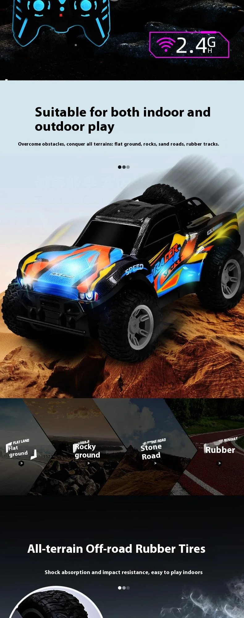 Camionnette radiocommandée 2,4 GHz avec double jet d'eau, effets sonores, véhicule tout-terrain haute vitesse et franchissement d'obstacles - Modèle réduit 9166-8 (3) 4