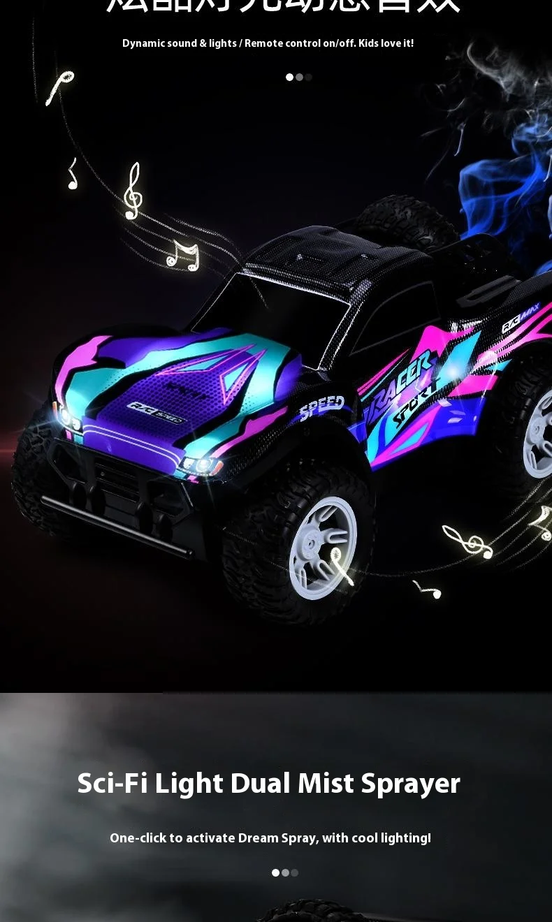 Camionnette radiocommandée 2,4 GHz avec double jet d'eau, effets sonores, véhicule tout-terrain haute vitesse et franchissement d'obstacles - Modèle réduit 9166-8 (3) 7