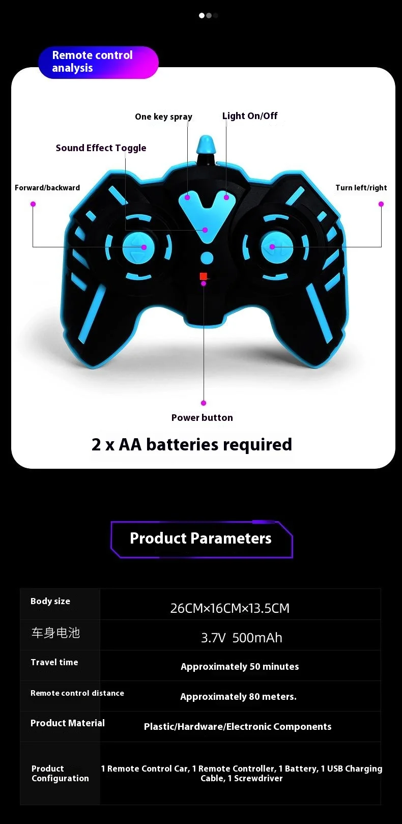 Camionnette radiocommandée 2,4 GHz avec double jet d'eau, effets sonores, véhicule tout-terrain haute vitesse et franchissement d'obstacles - Modèle réduit 9166-8 (3) 9