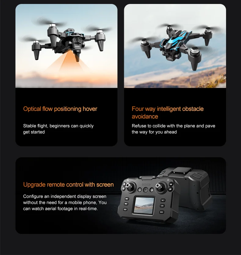 XKJ K12MAX HD Camera RC Drone Brushless Foldable Quadcopter with Display Screen Remote Control, 2 Batteries 3
