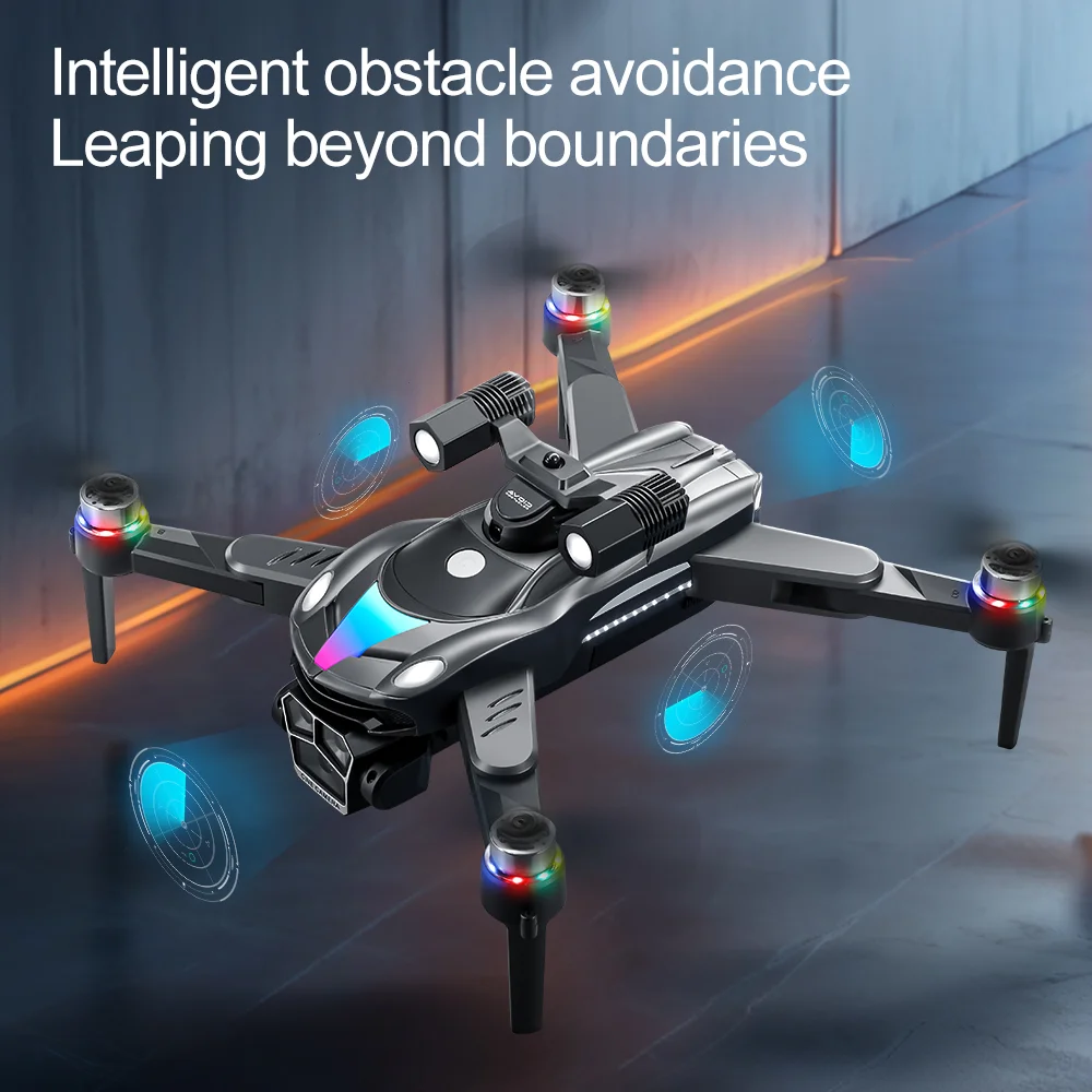 V188 Obstacle Avoidance Brushless Quadcopter HD Camera Searchlight RC Drone, 2 Batteries - Grey 11