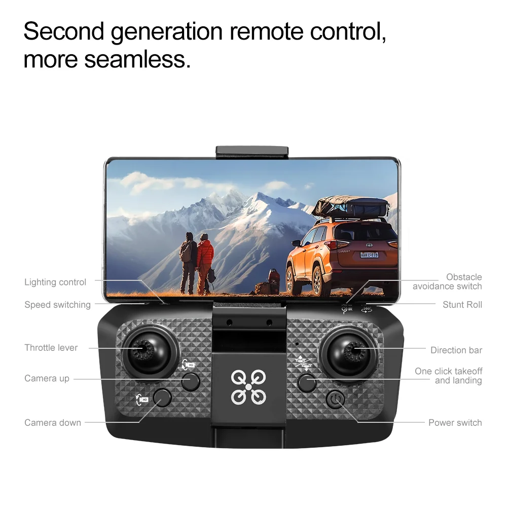 V188 Obstacle Avoidance Brushless Quadcopter HD Camera Searchlight RC Drone, 2 Batteries - Grey 21