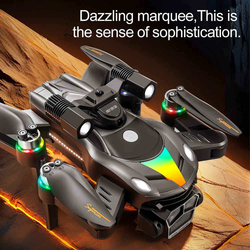 V188 Obstacle Avoidance Brushless Quadcopter HD Camera Searchlight RC Drone, 2 Batteries - Grey 4