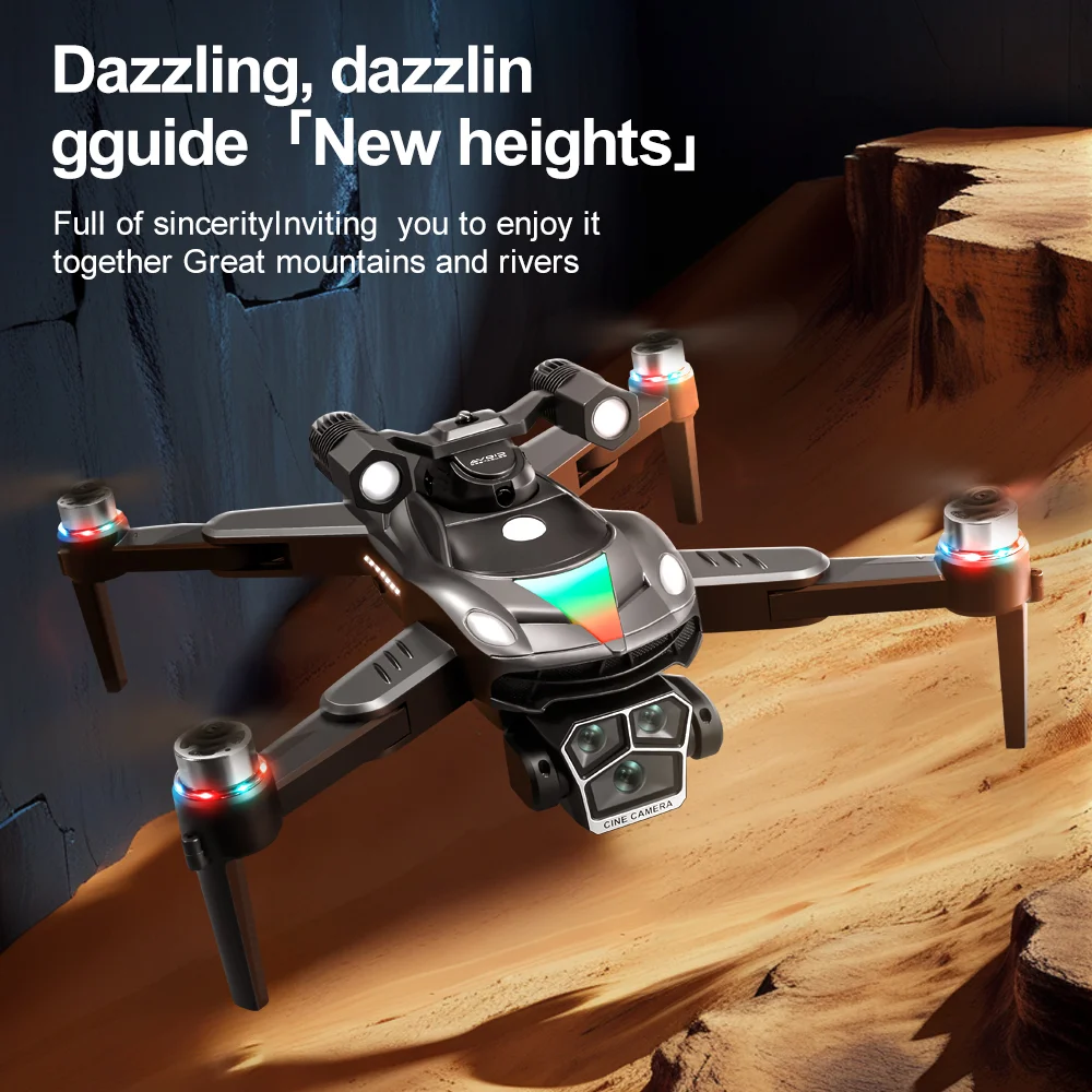 V188 Obstacle Avoidance Brushless Quadcopter HD Camera Searchlight RC Drone, 2 Batteries - Grey 6