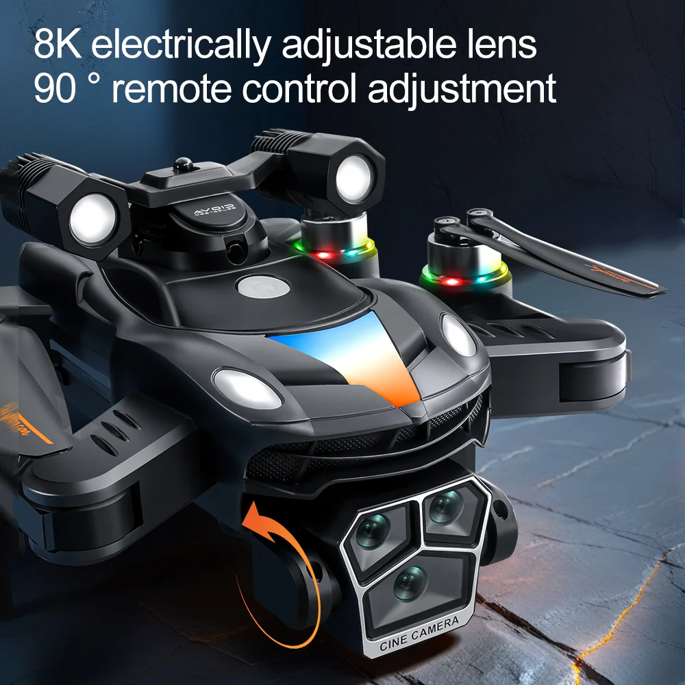 V188 Obstacle Avoidance Brushless Quadcopter HD Camera Searchlight RC Drone, 2 Batteries - Grey 7