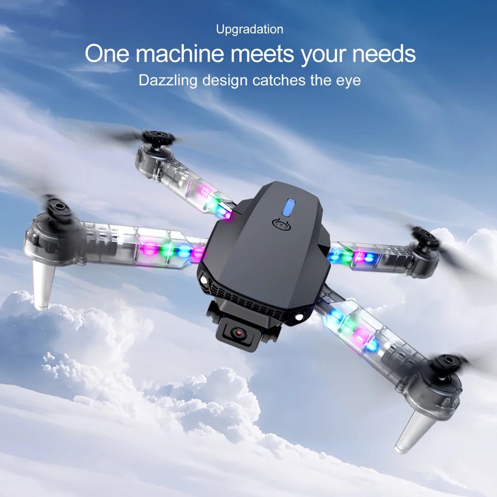 E99D Drone Pliable à Double Objectif avec Effet Lumineux / Télécommande à Écran, Batterie Simple - E99 Gris 11