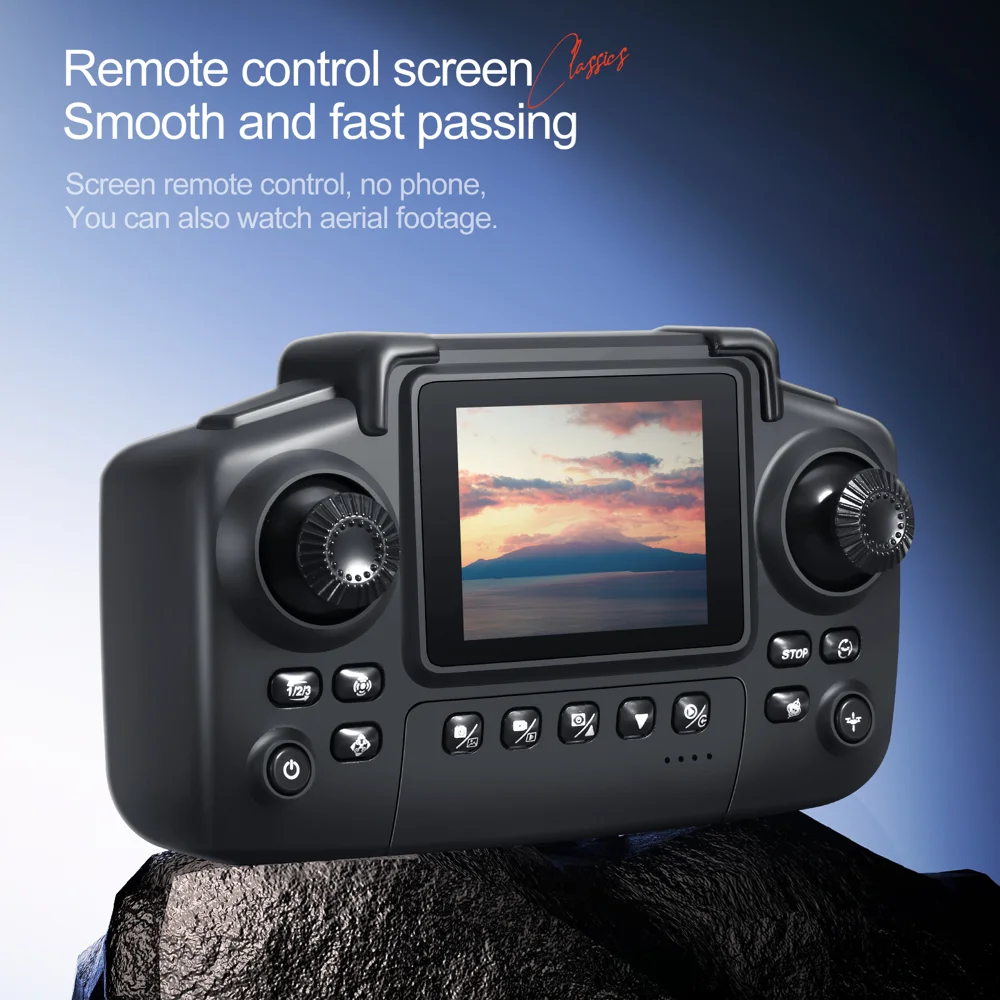 E99D Drone Pliable à Double Objectif avec Effet Lumineux / Télécommande à Écran, Batterie Simple - E99 Gris 3