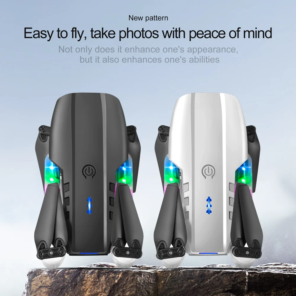 E99D Drone Pliable à Double Objectif avec Effet Lumineux / Télécommande à Écran, Batterie Simple - E99 Gris 6