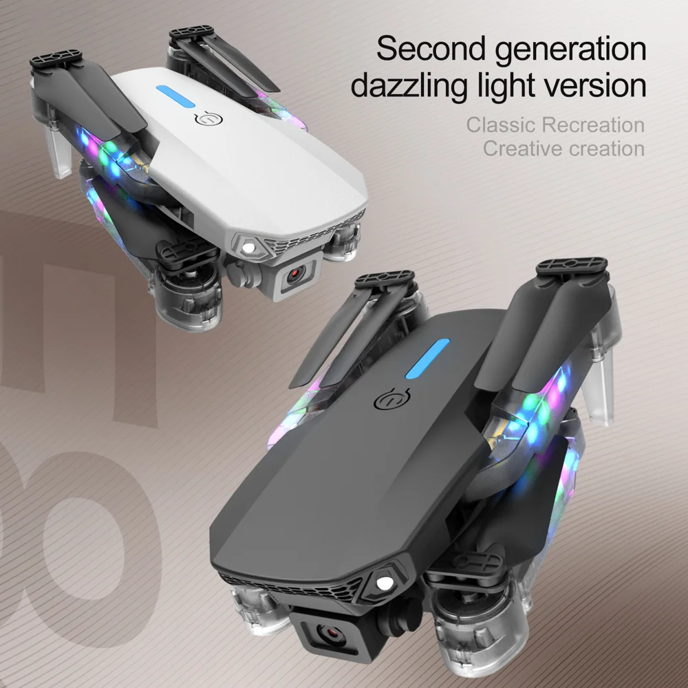 E99D Drone Pliable à Double Objectif avec Effet Lumineux / Télécommande à Écran, Batterie Simple - E99 Gris 7
