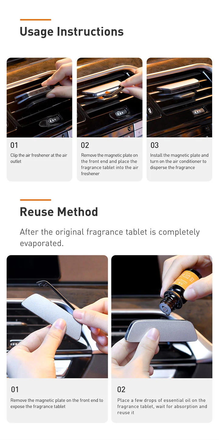 BASEUS Metal Paddle Car Air Freshener Accessory Kit - Osmanthus Fragrans 15