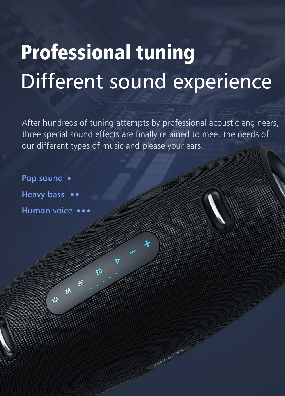 Enceinte Bluetooth sans fil portable de 60W ZEALOT S67 avec haut-parleur stéréo HiFi extérieur et bandoulière 5