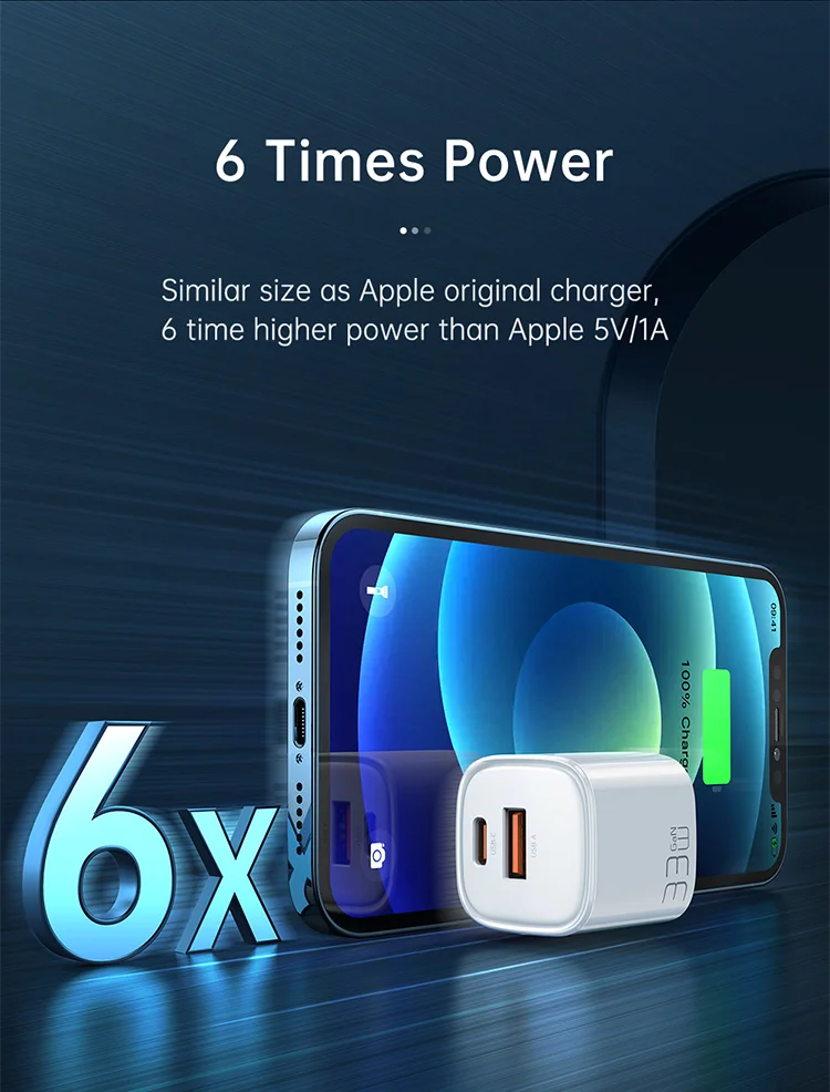 MCDODO CH-651 Nano Series PD33W USB-A + USB-C Dual Port Wall Charger Adapter US Plug - White 4