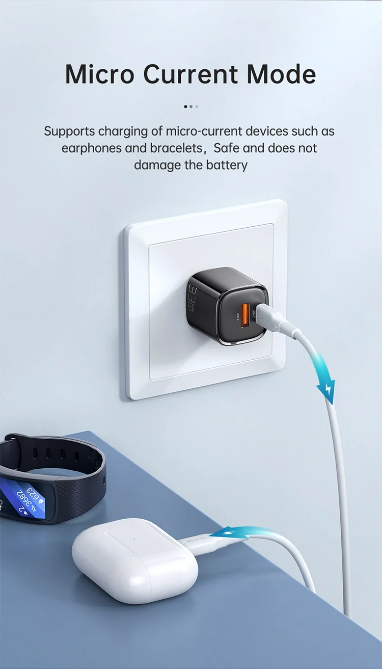 MCDODO CH-651 Nano Series PD33W USB-A + USB-C Dual Port Wall Charger Adapter US Plug - White 7