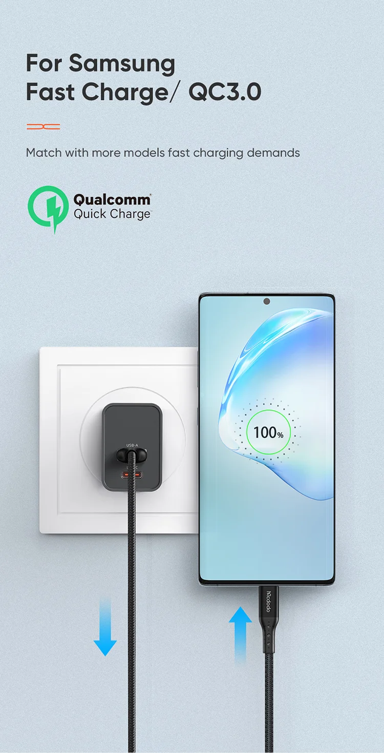 MCDODO MDD Hydrogen Series USB-A + Type-C PD 20W Phone Fast Charging Adapter Wall Charger with Cable - EU Plug/Black 6