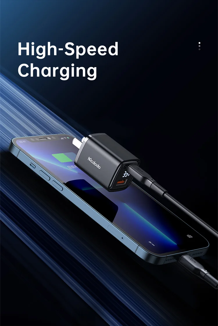 MCDODO Graphite Series 33W USB-A + Type-C Digital Display Dual Port Fast Charging Adapter Wall Charger - US Plug 4