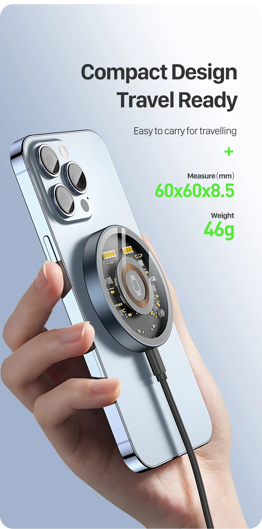 Duzzona W13 Transparent 15 w Max Schnellladeling Magnetic Wireless 
