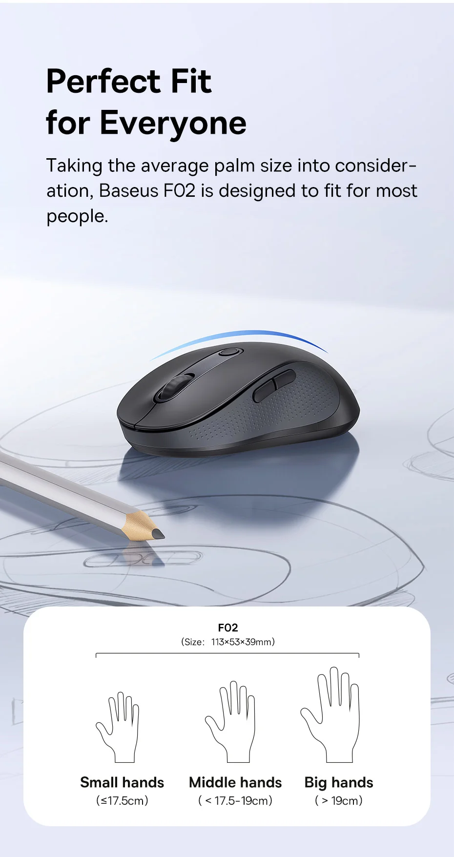 BASEUS F02 Ergonomic 2.4G Wireless + Bluetooth Computer Laptop Mouse (without Battery) - Black 5