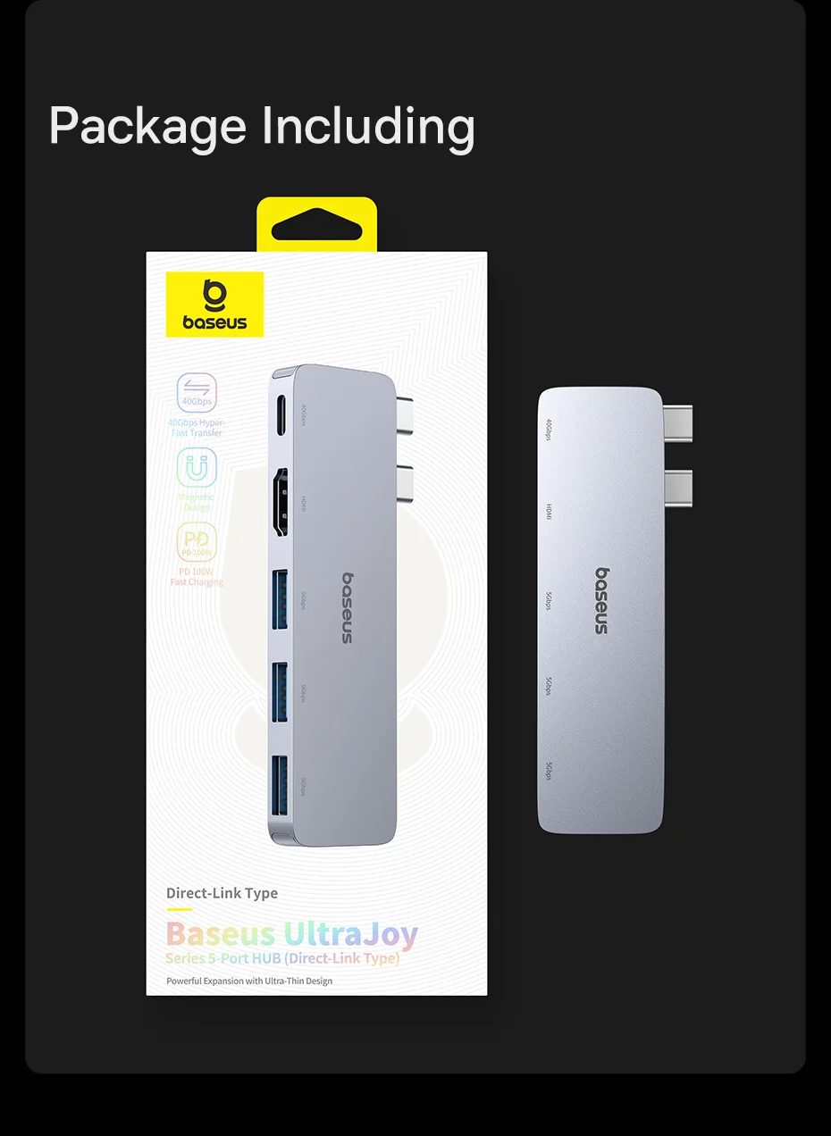 Adaptateur Hub USB-C série BASEUS UltraJoy jusqu'à une sortie HD 4K + USB-C 40 Gbit/s + 3xUSB 3.0 17