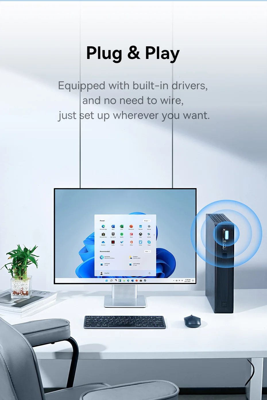 BASEUS FastJoy Series 650Mbps High Speed 2.4G / 5G Dual Band WiFi Adapter with Built-in Antenna - Black 11