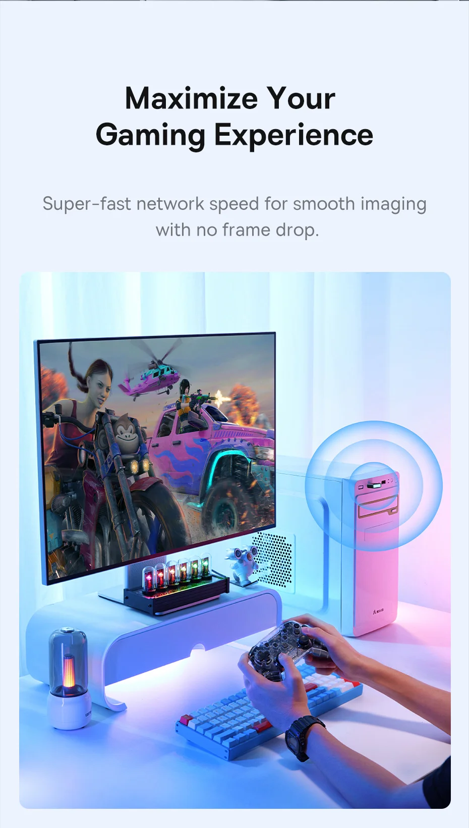 BASEUS FastJoy Series 650Mbps High Speed 2.4G / 5G Dual Band WiFi Adapter with Built-in Antenna - Black 12