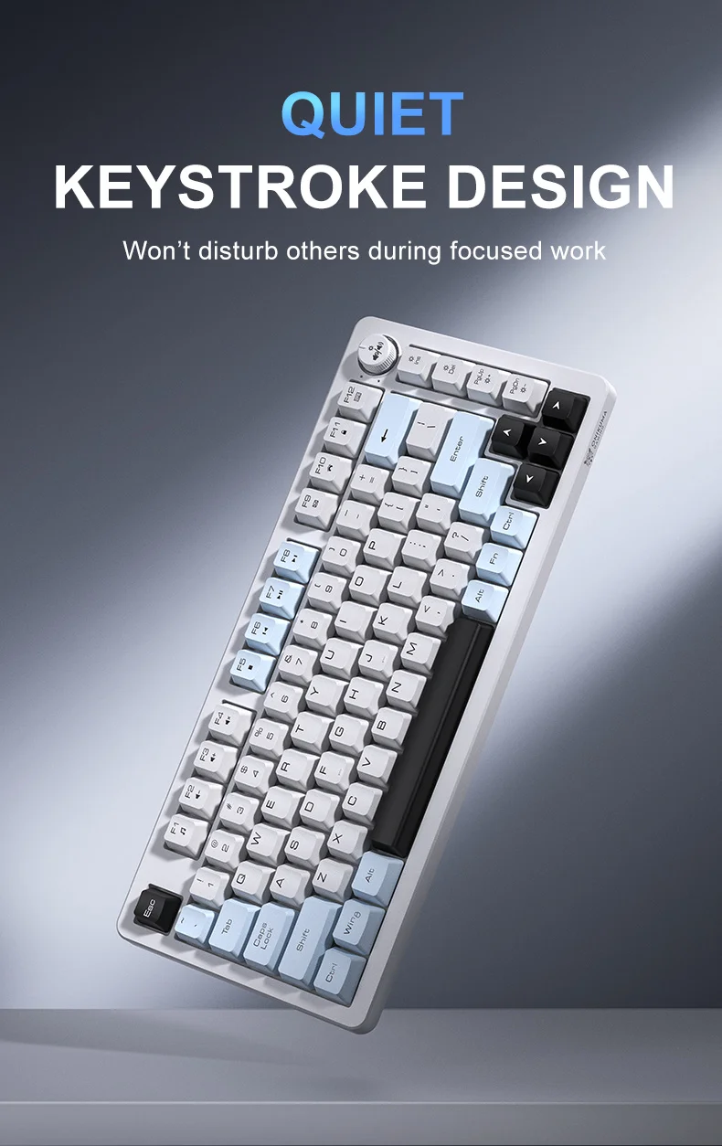 ONIKUMA MT501 81 Keys Gaming Keyboard 3-Mode Wireless 2.4G Bluetooth-compatible Type-C RGB Backlight PC Keyboard - White 3