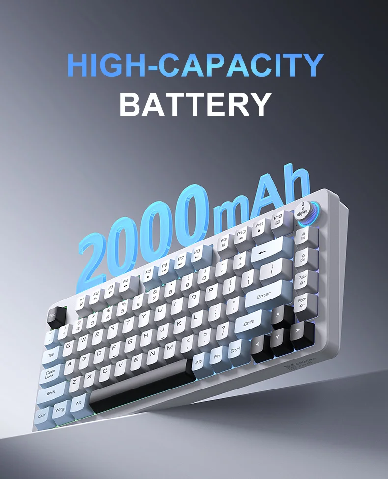 ONIKUMA MT501 81 Keys Gaming Keyboard 3-Mode Wireless 2.4G Bluetooth-compatible Type-C RGB Backlight PC Keyboard - White 4